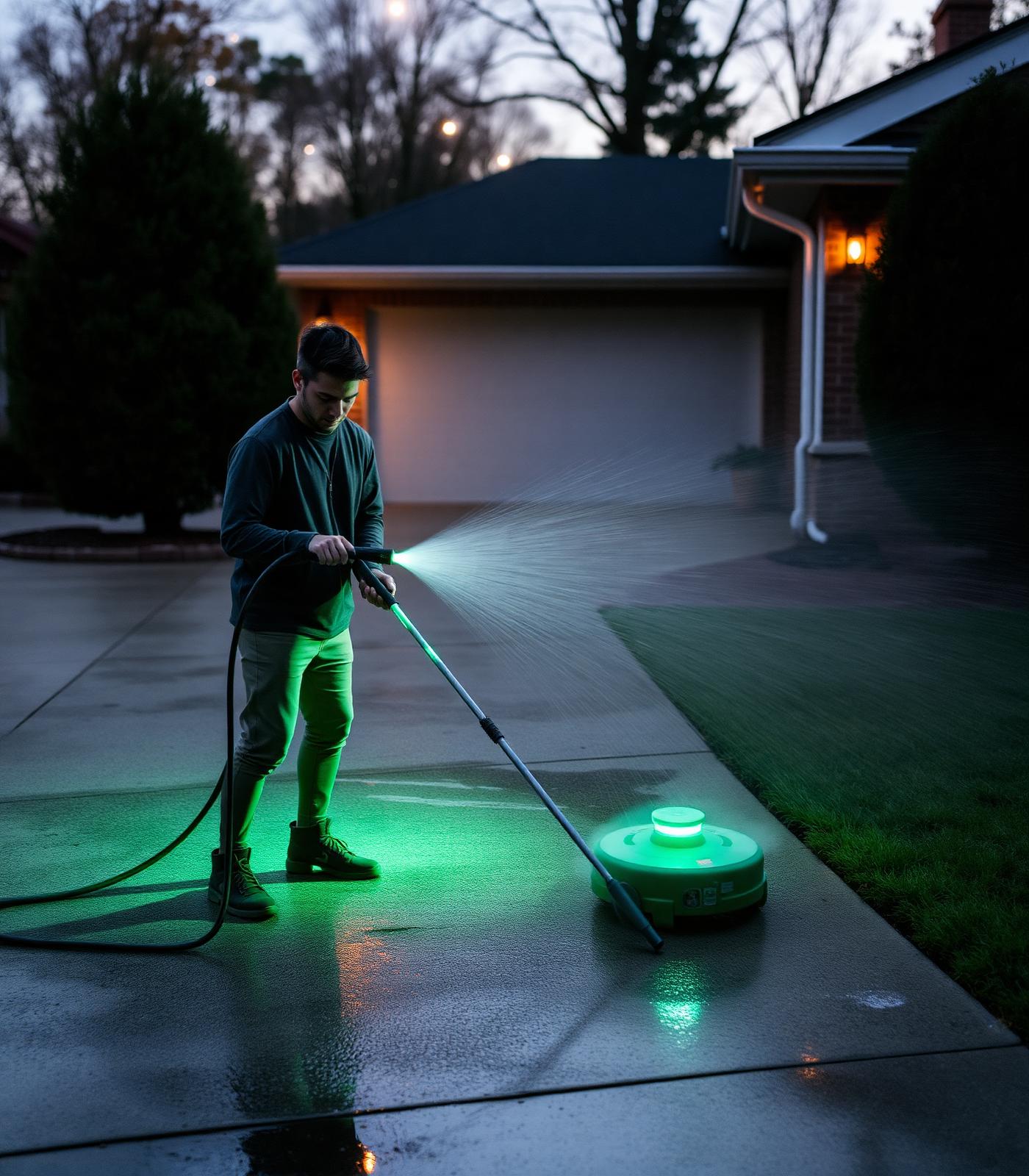 Jack cleaning a driveway